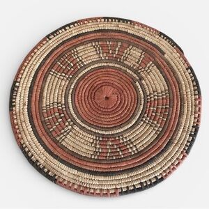 EUC Handcrafted Woven Basket Brown & Tan | 14” Natural Boho Home Decor